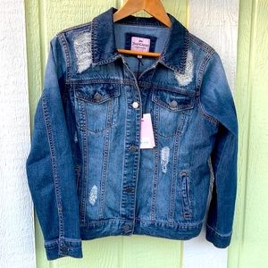Juicy Couture Dark Blue Embellished Denim Jacket Womens M